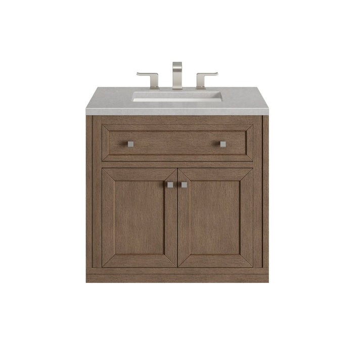 James Martin Vanities Chicago 30" Single Vanity, Whitewashed Walnut w/ 3 CM Vanity Top