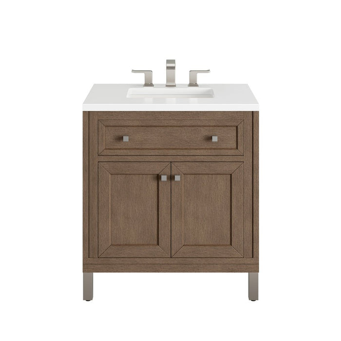 James Martin Vanities Chicago 30" Single Vanity, Whitewashed Walnut w/ 3 CM Vanity Top