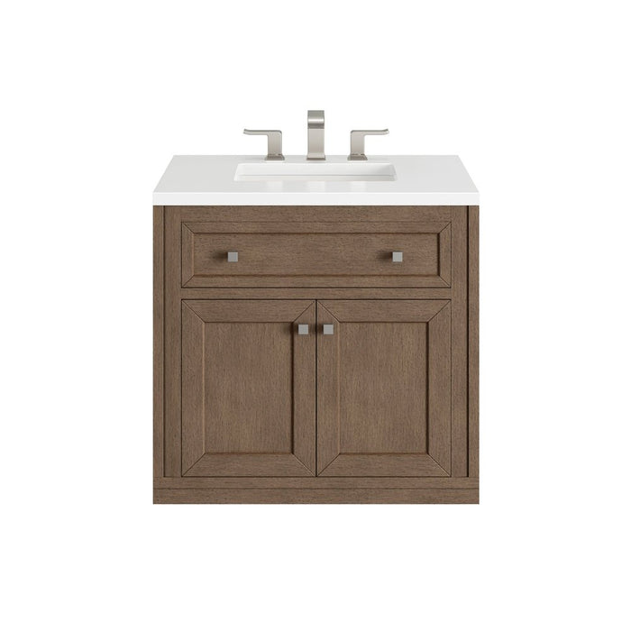 James Martin Vanities Chicago 30" Single Vanity, Whitewashed Walnut w/ 3 CM Vanity Top