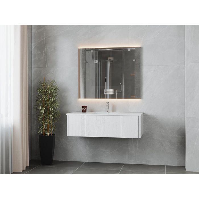 Legno 48" Alabaster White Bathroom Vanity with Mattee White VIVA Stone Solid Surface Countertop