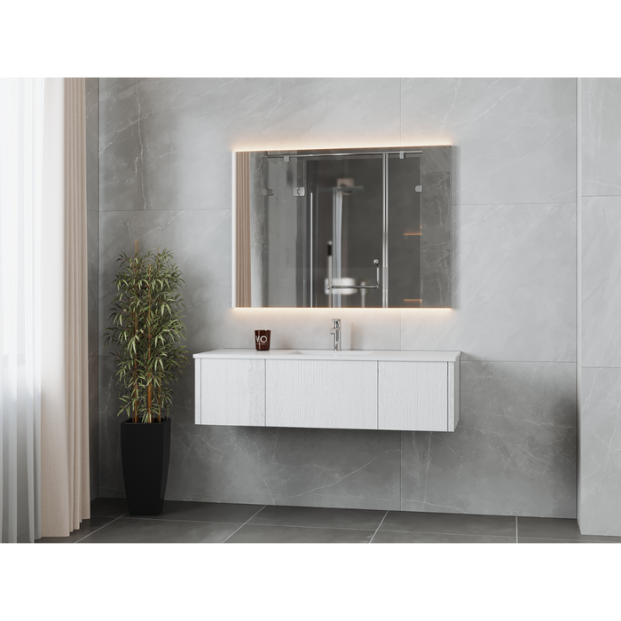 Legno 54" Alabaster White Bathroom Vanity with Mattee White VIVA Stone Solid Surface Countertop