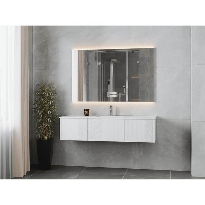 Legno 60" Alabaster White Single Sink Bathroom Vanity with Mattee White VIVA Stone Solid Surface Countertop