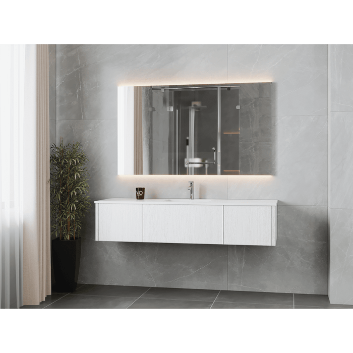 Legno 66" Alabaster White Bathroom Vanity with Mattee White VIVA Stone Solid Surface Countertop