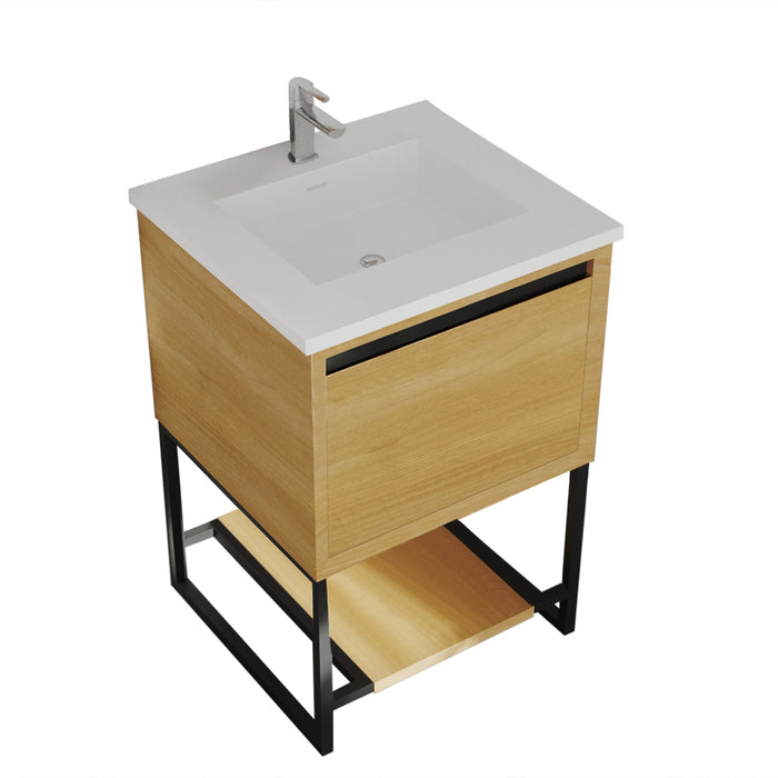 Alto 24" California White Oak Bathroom Vanity with VIVA Stone Solid Surface Countertop