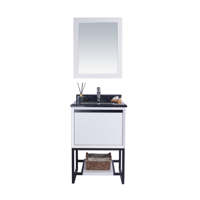 Alto 24" White Bathroom Vanity with Black Wood Marble Countertop