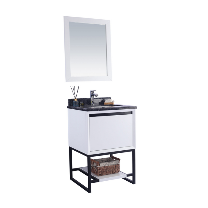 Alto 24" White Bathroom Vanity with Black Wood Marble Countertop