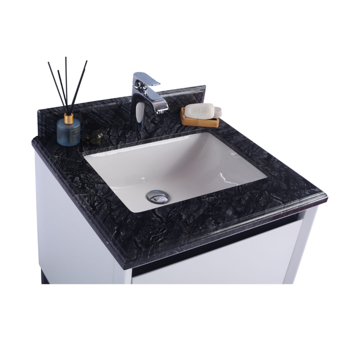 Alto 24" White Bathroom Vanity with Black Wood Marble Countertop