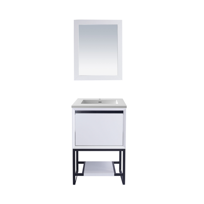 Alto 24" White Bathroom Vanity with Mattee White VIVA Stone Solid Surface Countertop