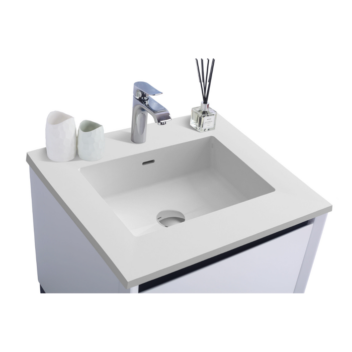 Alto 24" White Bathroom Vanity with Mattee White VIVA Stone Solid Surface Countertop