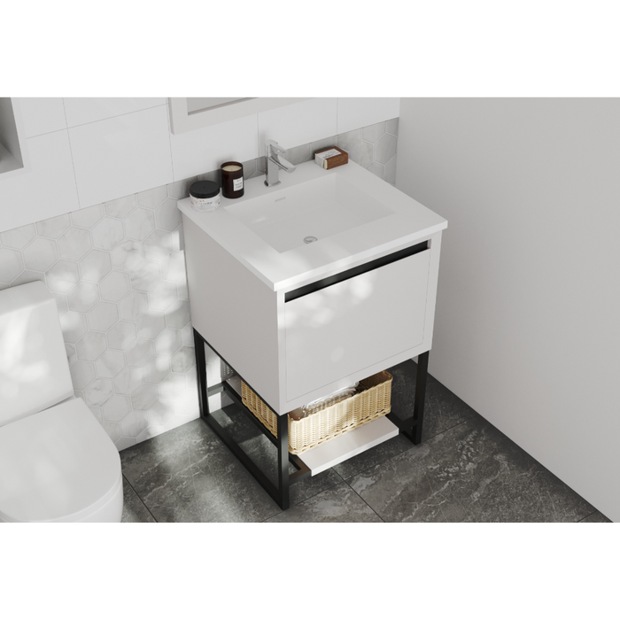 Alto 24" White Bathroom Vanity with Mattee White VIVA Stone Solid Surface Countertop