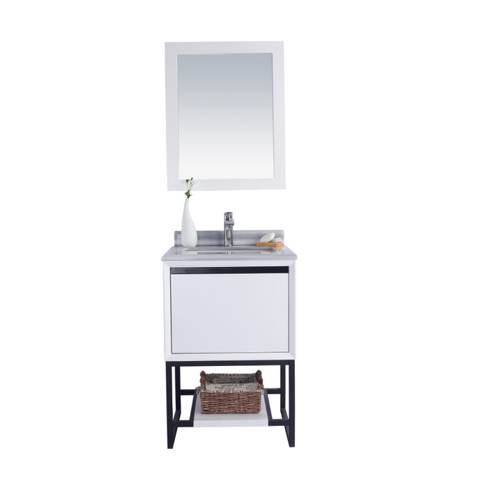 Alto 24" White Bathroom Vanity with White Stripes Marble Countertop