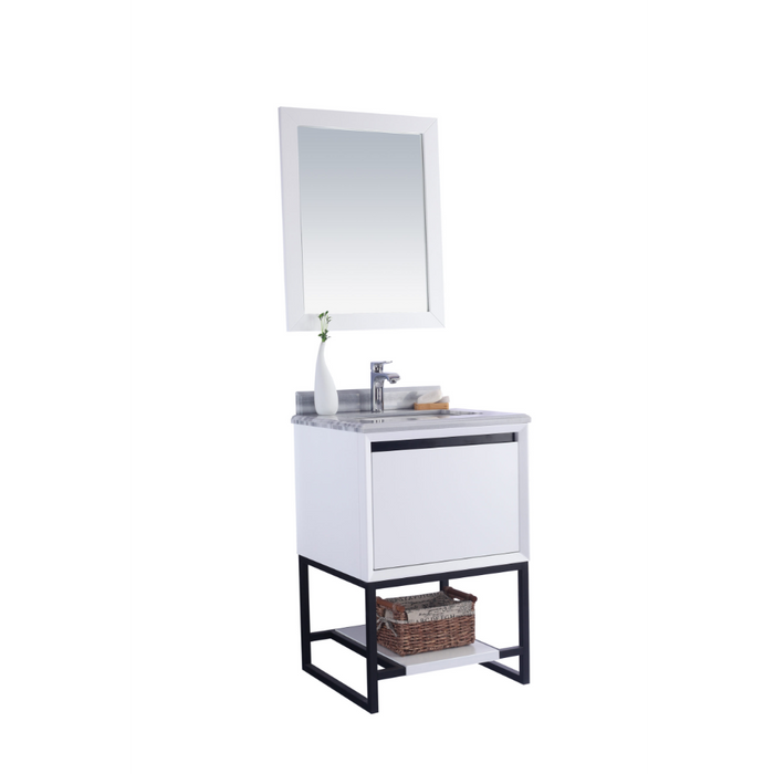 Alto 24" White Bathroom Vanity with White Stripes Marble Countertop