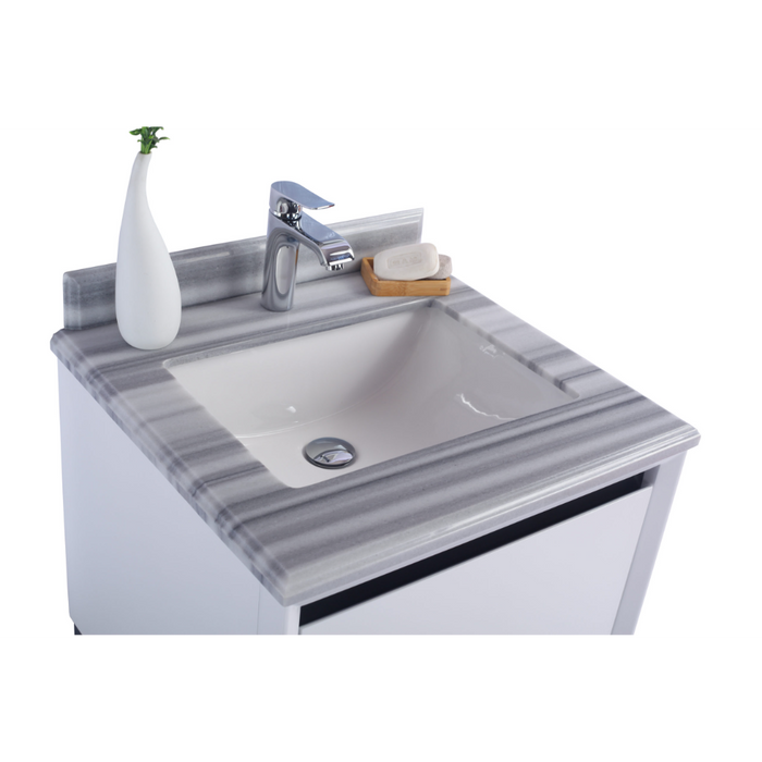 Alto 24" White Bathroom Vanity with White Stripes Marble Countertop