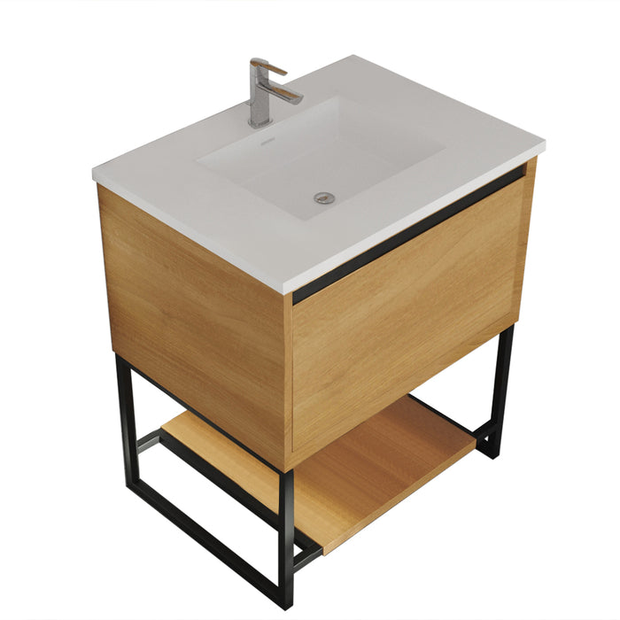 Alto 30" California White Oak Bathroom Vanity with Mattee White VIVA Stone Solid Surface Countertop