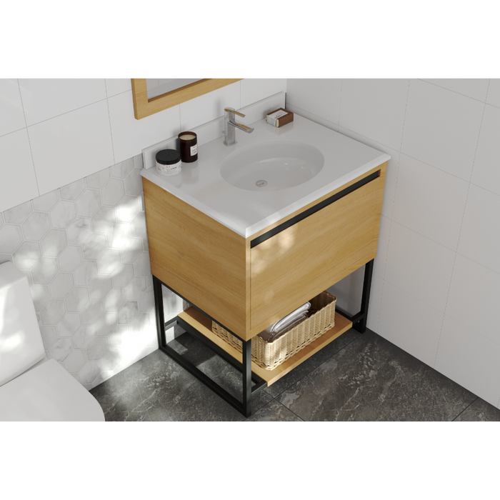 Alto 30" California White Oak Bathroom Vanity with Pure White Phoenix Stone Countertop