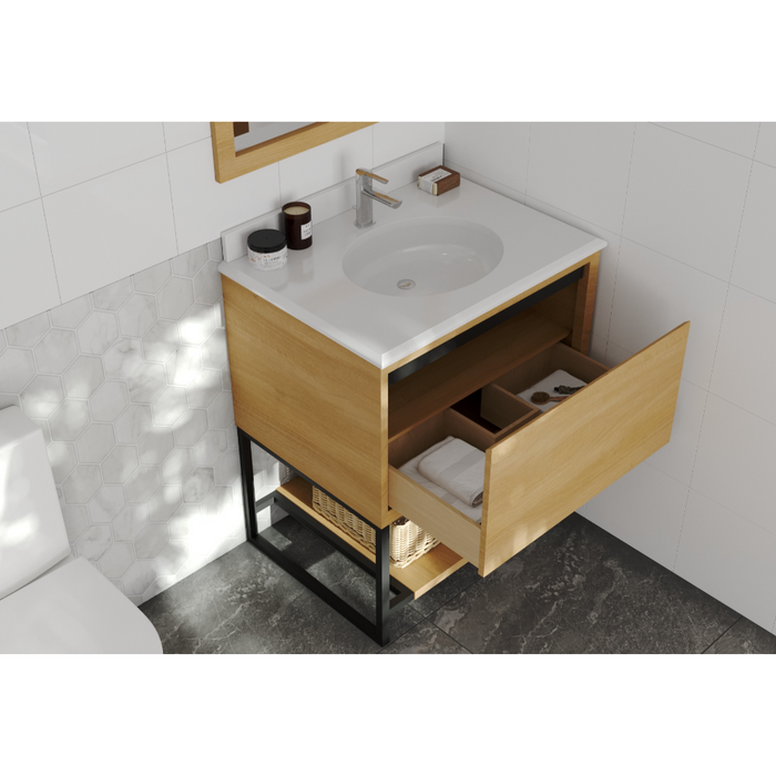 Alto 30" California White Oak Bathroom Vanity with Pure White Phoenix Stone Countertop