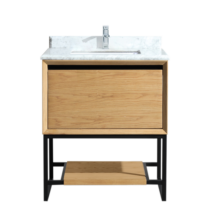 Alto 30" California White Oak Bathroom Vanity with White Carrara Marble Countertop