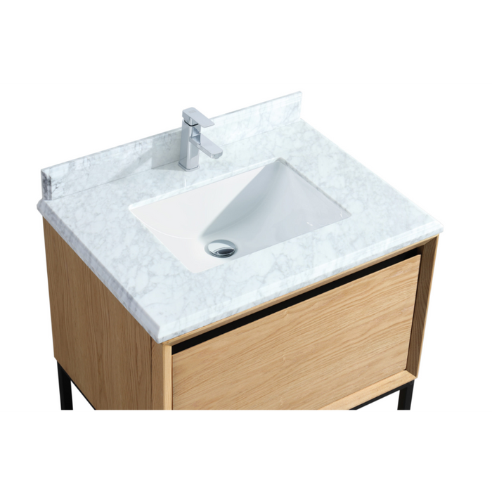 Alto 30" California White Oak Bathroom Vanity with White Carrara Marble Countertop