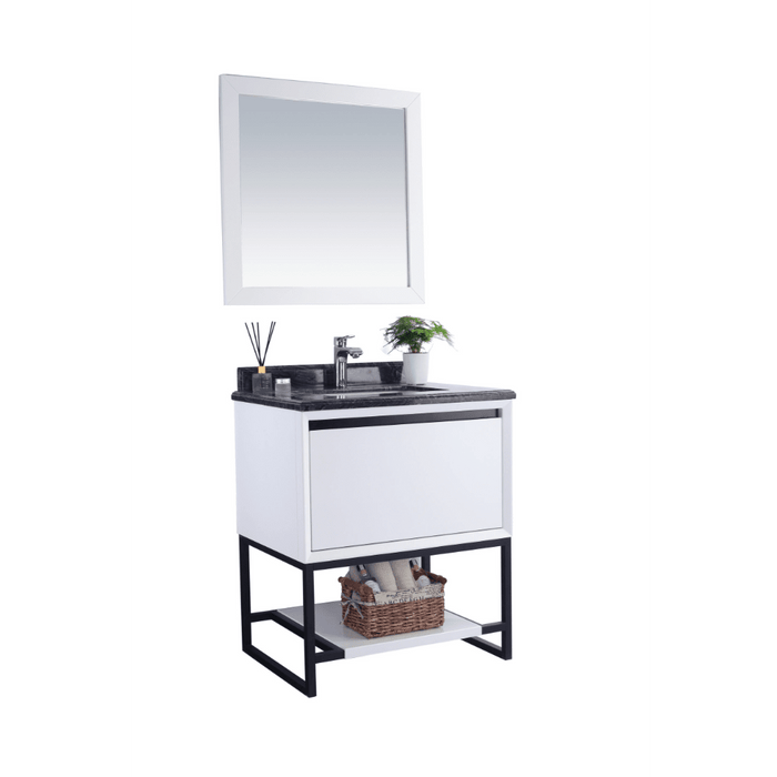 Alto 30" White Bathroom Vanity with Black Wood Marble Countertop