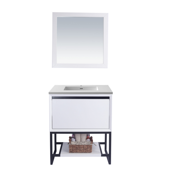 Alto 30" White Bathroom Vanity with Mattee White VIVA Stone Solid Surface Countertop