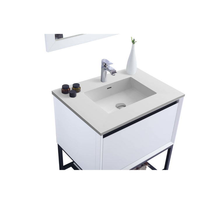 Alto 30" White Bathroom Vanity with Mattee White VIVA Stone Solid Surface Countertop