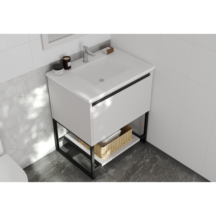 Alto 30" White Bathroom Vanity with Mattee White VIVA Stone Solid Surface Countertop