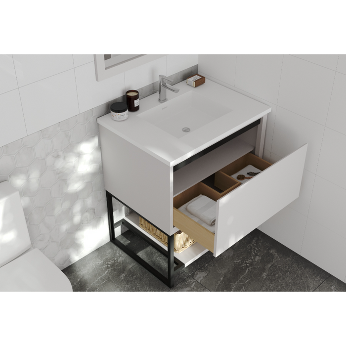 Alto 30" White Bathroom Vanity with Mattee White VIVA Stone Solid Surface Countertop