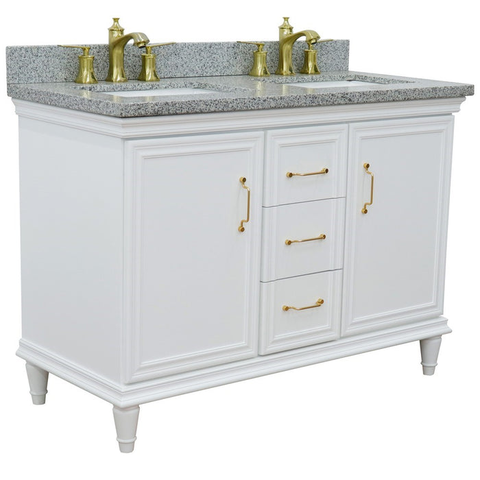 Bellaterra Home Forli 49" Double vanity in White finish with Gray granite and rectangle sink