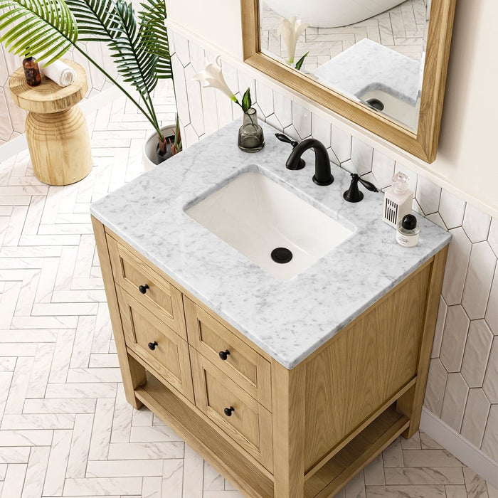 James Martin Vanities Breckenridge 30" Single Vanity, Light Natural Oak w/ 3 CM Arctic Fall Top