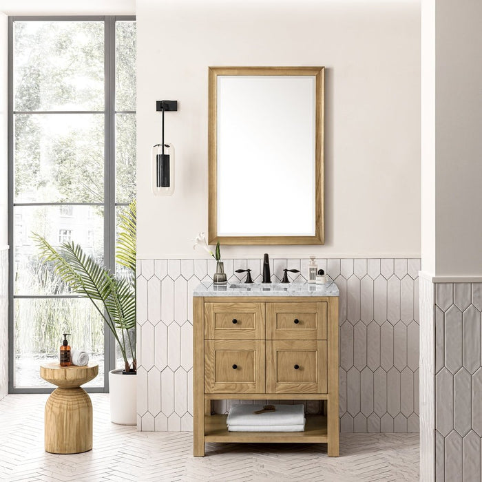 James Martin Vanities Breckenridge 30" Single Vanity, Light Natural Oak w/ 3 CM Carrara Marble Top