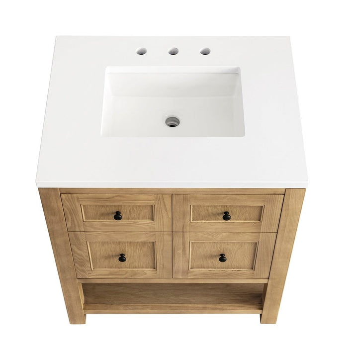 James Martin Vanities Breckenridge 30" Single Vanity, Light Natural Oak w/ 3 CM White Zeus Top