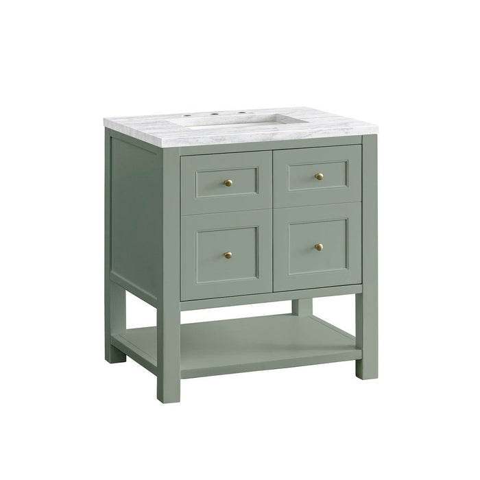 James Martin Vanities Breckenridge 30" Single Vanity, Smokey Celadon w/ 3 CM Arctic Fall Top