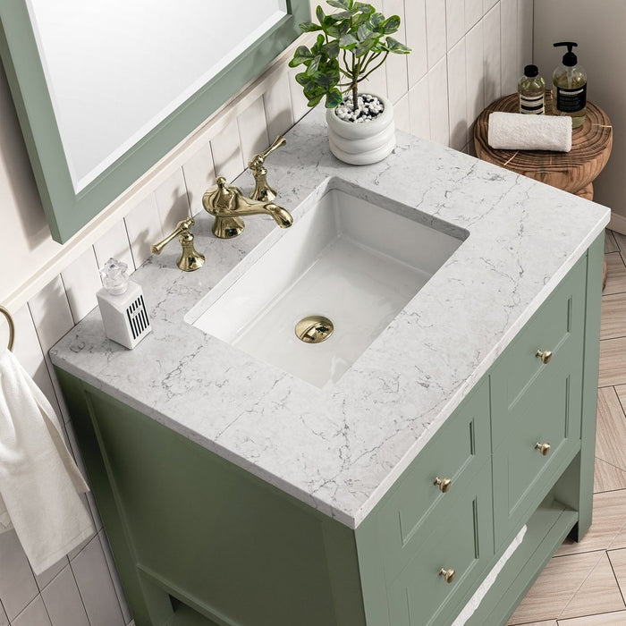 James Martin Vanities Breckenridge 30" Single Vanity, Smokey Celadon w/ 3 CM Arctic Fall Top