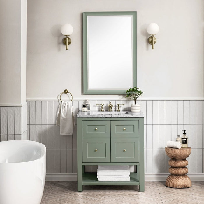 James Martin Vanities Breckenridge 30" Single Vanity, Smokey Celadon w/ 3 CM Arctic Fall Top