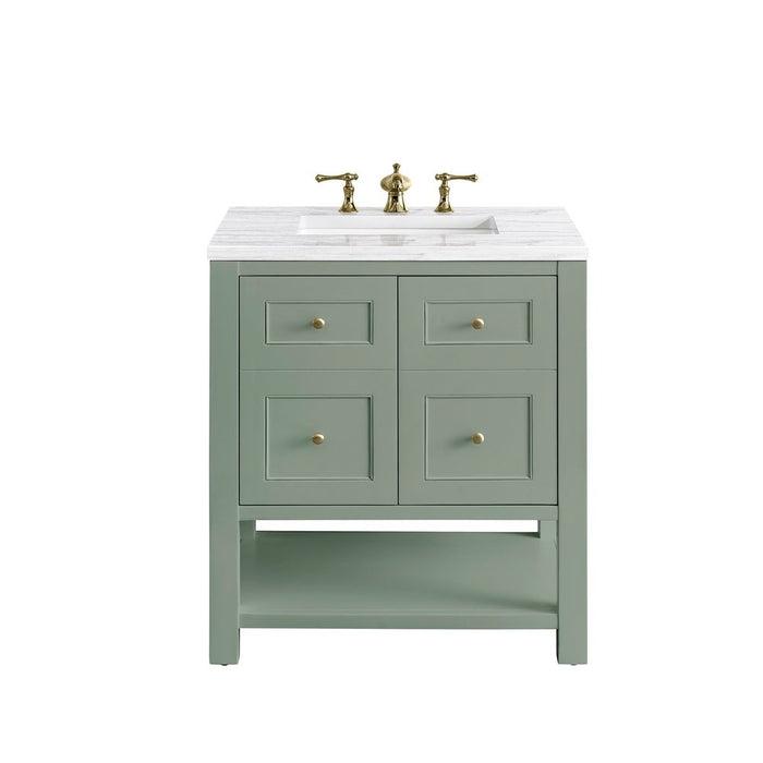 James Martin Vanities Breckenridge 30" Single Vanity, Smokey Celadon w/ 3 CM Arctic Fall Top