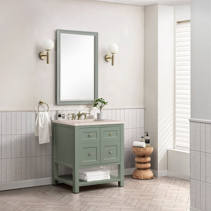 James Martin Vanities Breckenridge 30" Single Vanity, Smokey Celadon w/ 3 CM Eternal Marfil Top