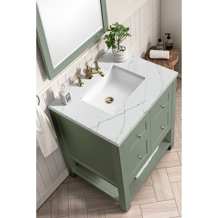 James Martin Vanities Breckenridge 30" Single Vanity, Smokey Celadon w/ 3 CM Ethereal Noctis Top