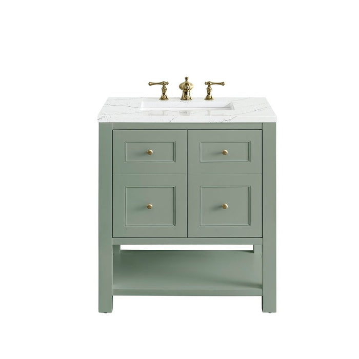 James Martin Vanities Breckenridge 30" Single Vanity, Smokey Celadon w/ 3 CM Ethereal Noctis Top