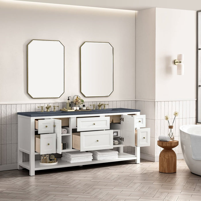 James Martin Vanities Breckenridge 72" Double Vanity, Bright White w/ 3 CM Charcoal Soapstone Top