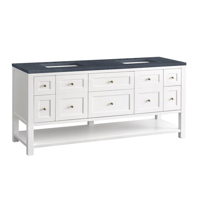 James Martin Vanities Breckenridge 72" Double Vanity, Bright White w/ 3 CM Charcoal Soapstone Top