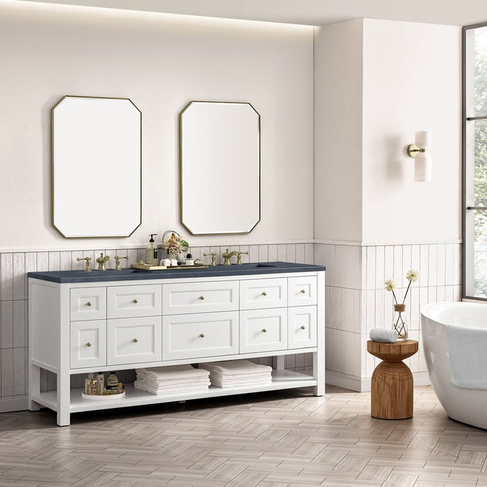 James Martin Vanities Breckenridge 72" Double Vanity, Bright White w/ 3 CM Charcoal Soapstone Top