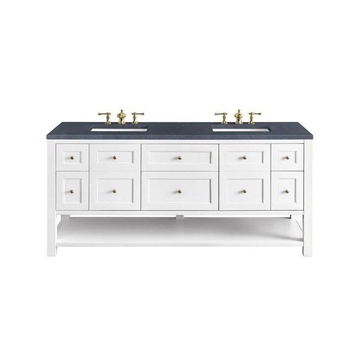 James Martin Vanities Breckenridge 72" Double Vanity, Bright White w/ 3 CM Charcoal Soapstone Top