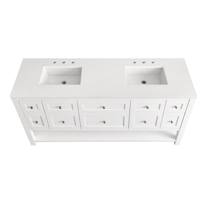 James Martin Vanities Breckenridge 72" Double Vanity, Bright White w/ 3 CM White Zeus Top