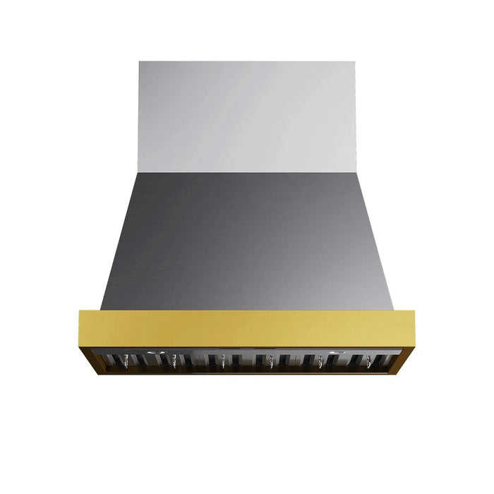 Kucht 36-Inch 600 CFM Wall Mount Range Hood in Stainless Steel with Gold Accents (KRH36SG)