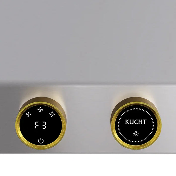 Kucht 2-Piece Appliance Package - 36-Inch Natural Gas Range with 5.2 Cu. Ft. Oven & Under Cabinet Range Hood in Stainless Steel with Gold Accents