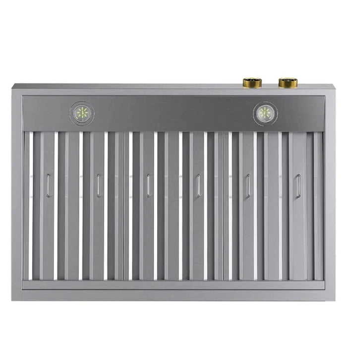 Kucht 2-Piece Appliance Package - 36-Inch Propane Gas Range with 5.2 Cu. Ft. Oven & Under Cabinet Range Hood in Stainless Steel with Gold Accents