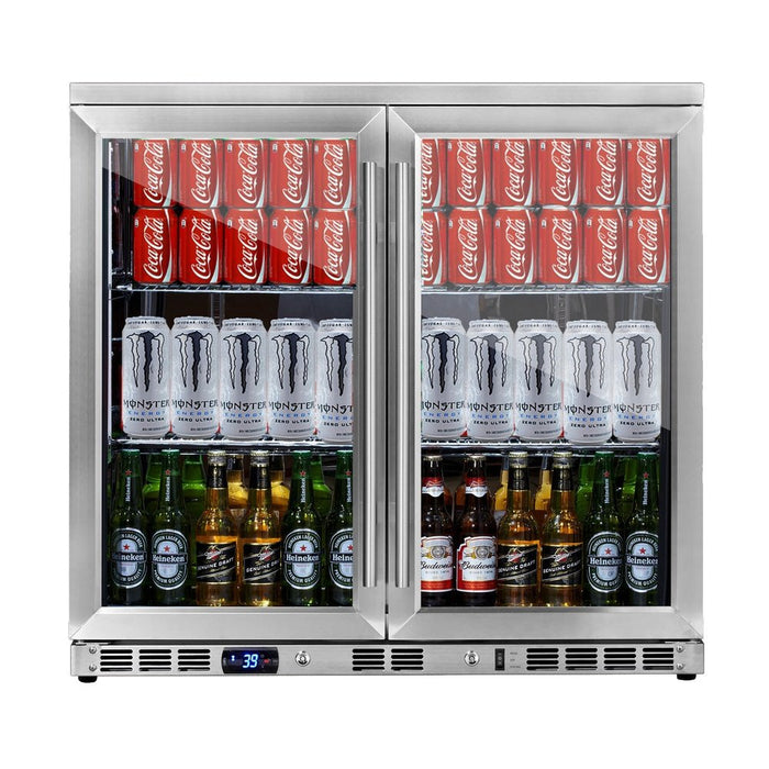 KingsBottle KBU56M 36 Inch Heating Glass 2 Door Built In Beverage Fridge