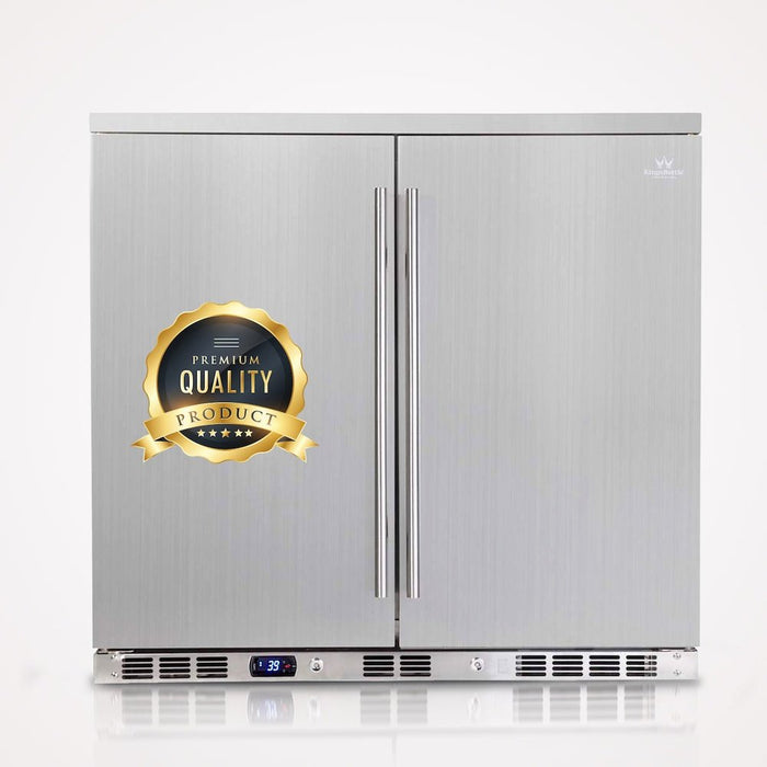 KingsBottle KBU56ASD 36 Inch Outdoor Beverage Refrigerator 2 Door For Home