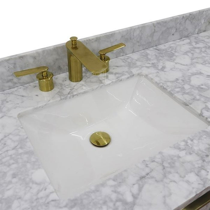 Bellaterra Home Trento 61" Double sink vanity in Dark Gray finish with White Carrara marble and rectangle sink