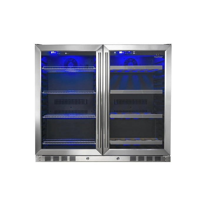 KingsBottle KBU28LRX-SS 39 Inch Under Counter Wine And Beer Fridge Combo